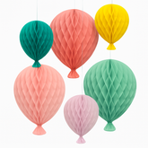 Colorful Balloon-Shaped Honeycomb Decorations - 6 Pack